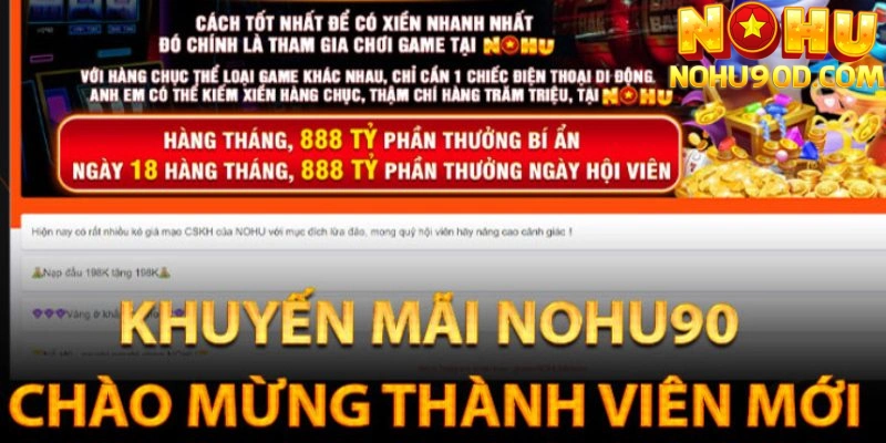 Khuyến mãi nohu90 tặng 100% giá trị nạp lần đầu cho hội viên mới